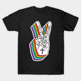 Peace sign rainbow, peace, rainbow, peace sign, love, hippie for anti war T-Shirt